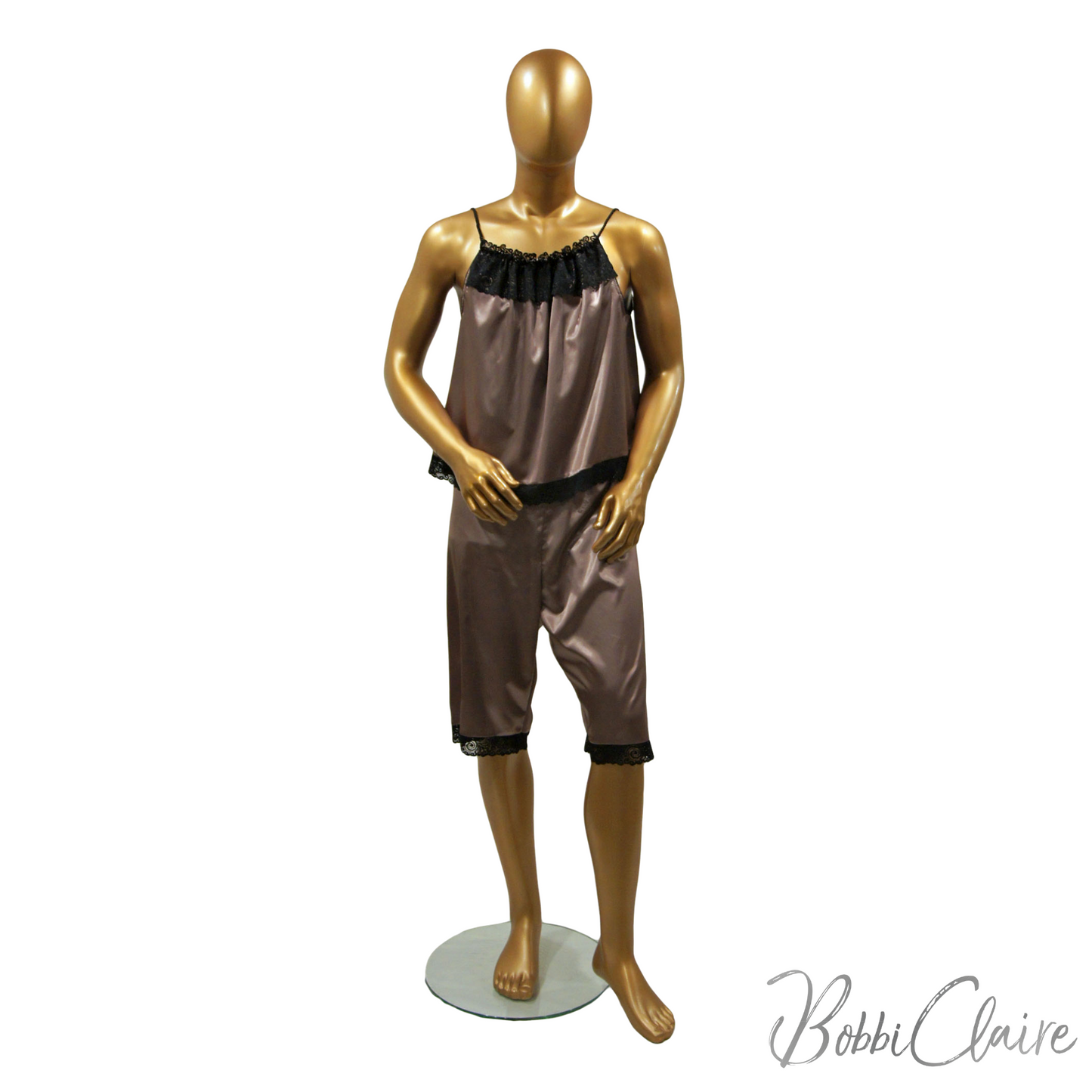 BobbiClaire Adjustable Polyester Spandex Capri in Coffee with babydoll Canada underwear United States lingerie buy lingerie sets online
