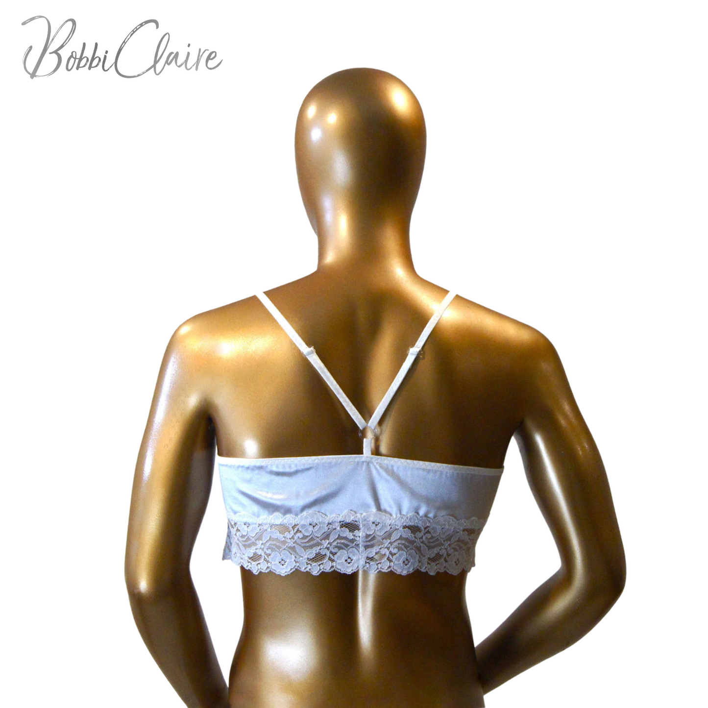 BobbiClaire Armley White Cami Bralette male mannequin front gender neutral lingerie