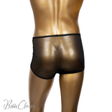 BobbiClaire' Birmingham High-Waisted, Lace Detail, Black Nylon Briefs Canada lingerie back view