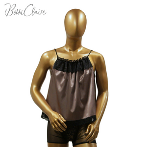 Avonlea Coffee-Colored Baby Doll Top Canada Lingerie United States Lingerie Buy Lingerie Online front view
